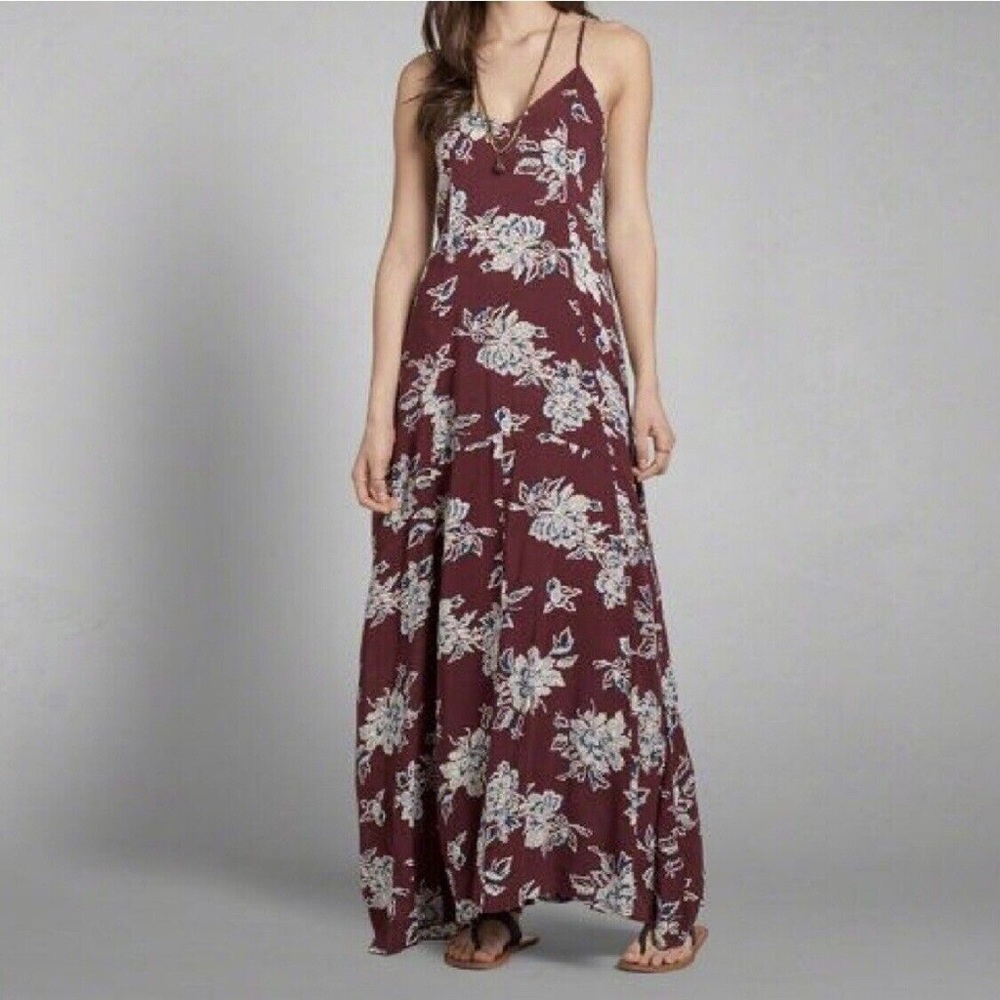 Abercrombie & Fitch Burgundy Floral Maxi Dress